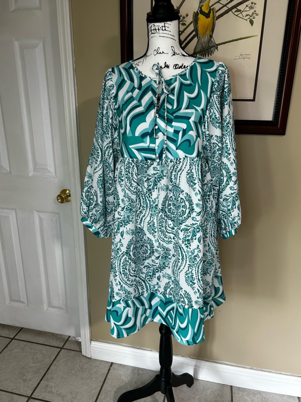 4/$25 NWT New Boutique Dress Green and White Size Large L